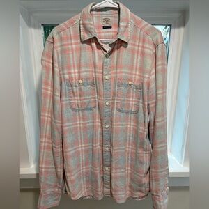 Faherty Pink and Gray Plaid Button-Up Shirt